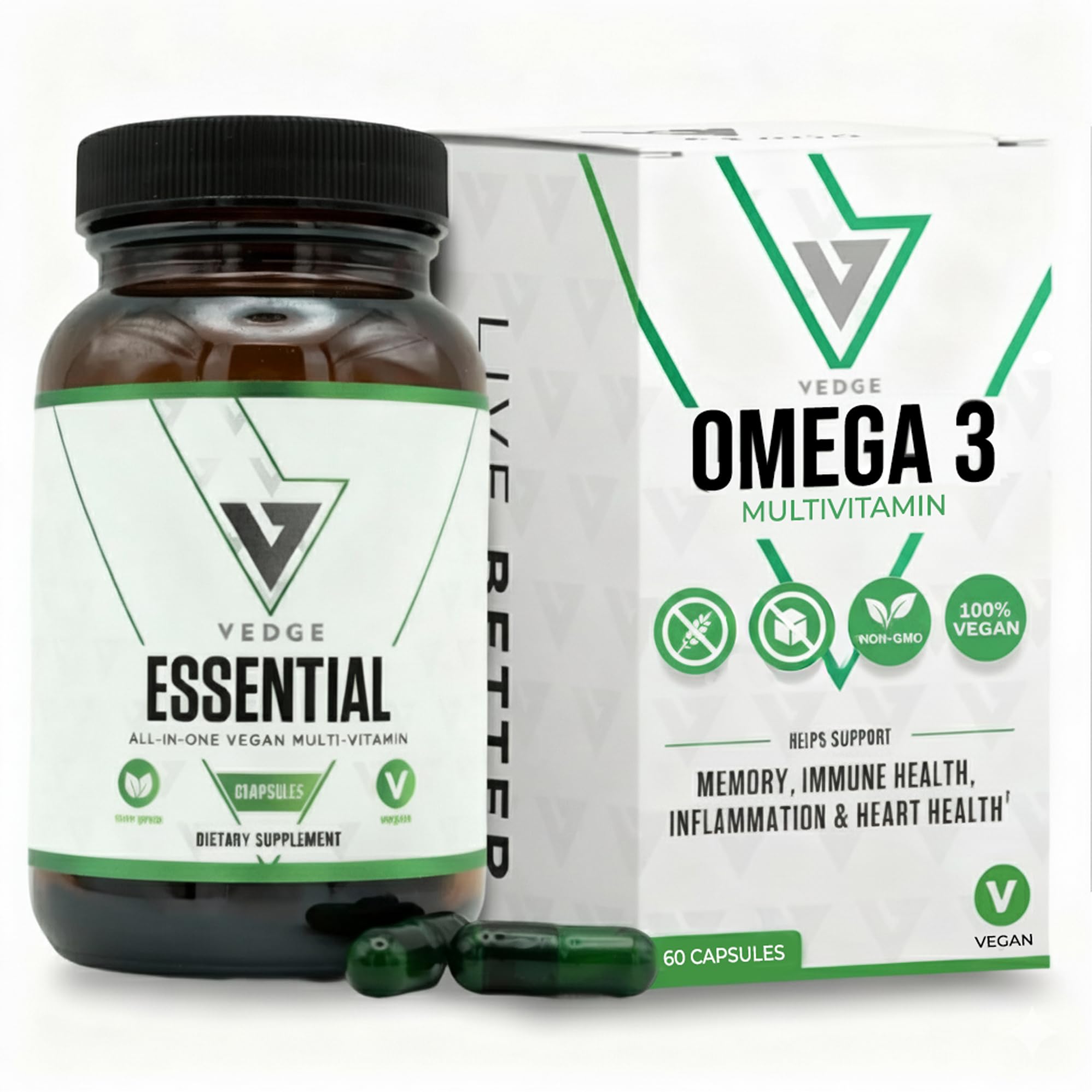 VEDGE Whole-Body Nutrient Bundle Vegan Omega-3 Capsules front view