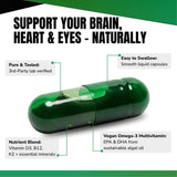 VEDGE Whole-Body Nutrient Bundle Vegan Omega-3 Capsules on a wooden table