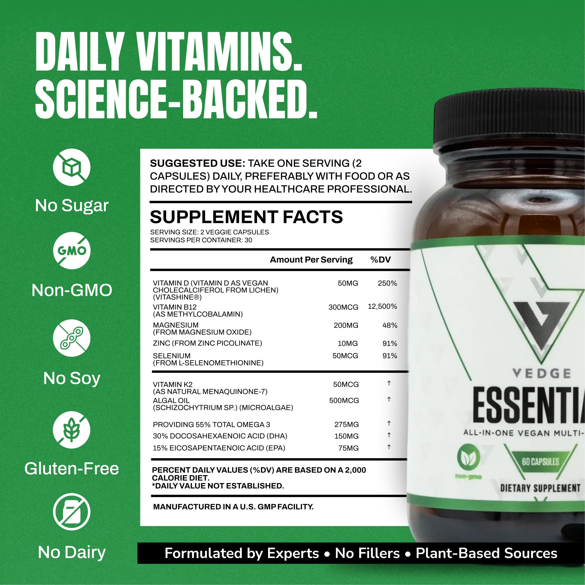 VEDGE Whole-Body Nutrient Bundle Vegan Omega-3 Capsules with packaging