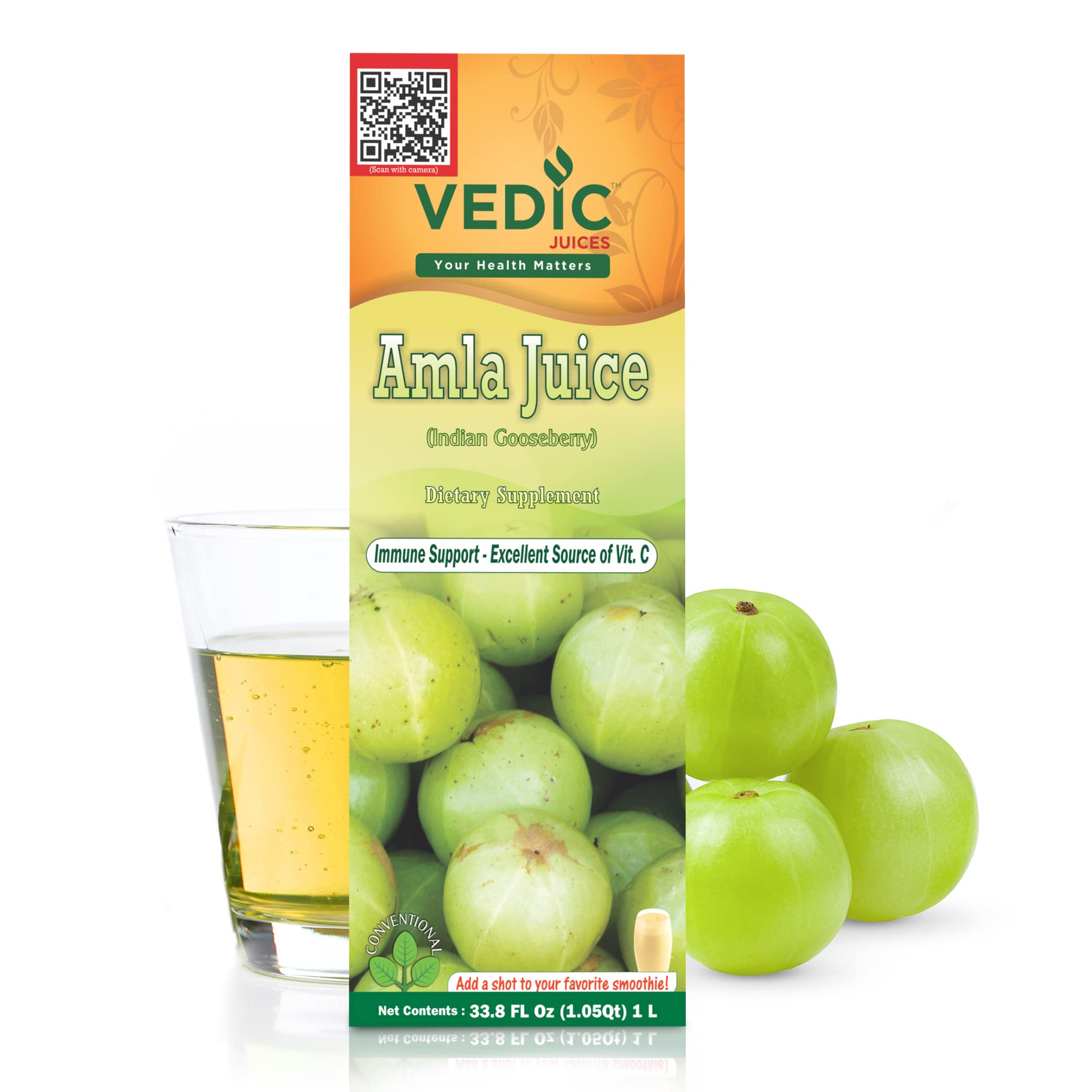 Vedic Juices Amla Juice 1L front view with label