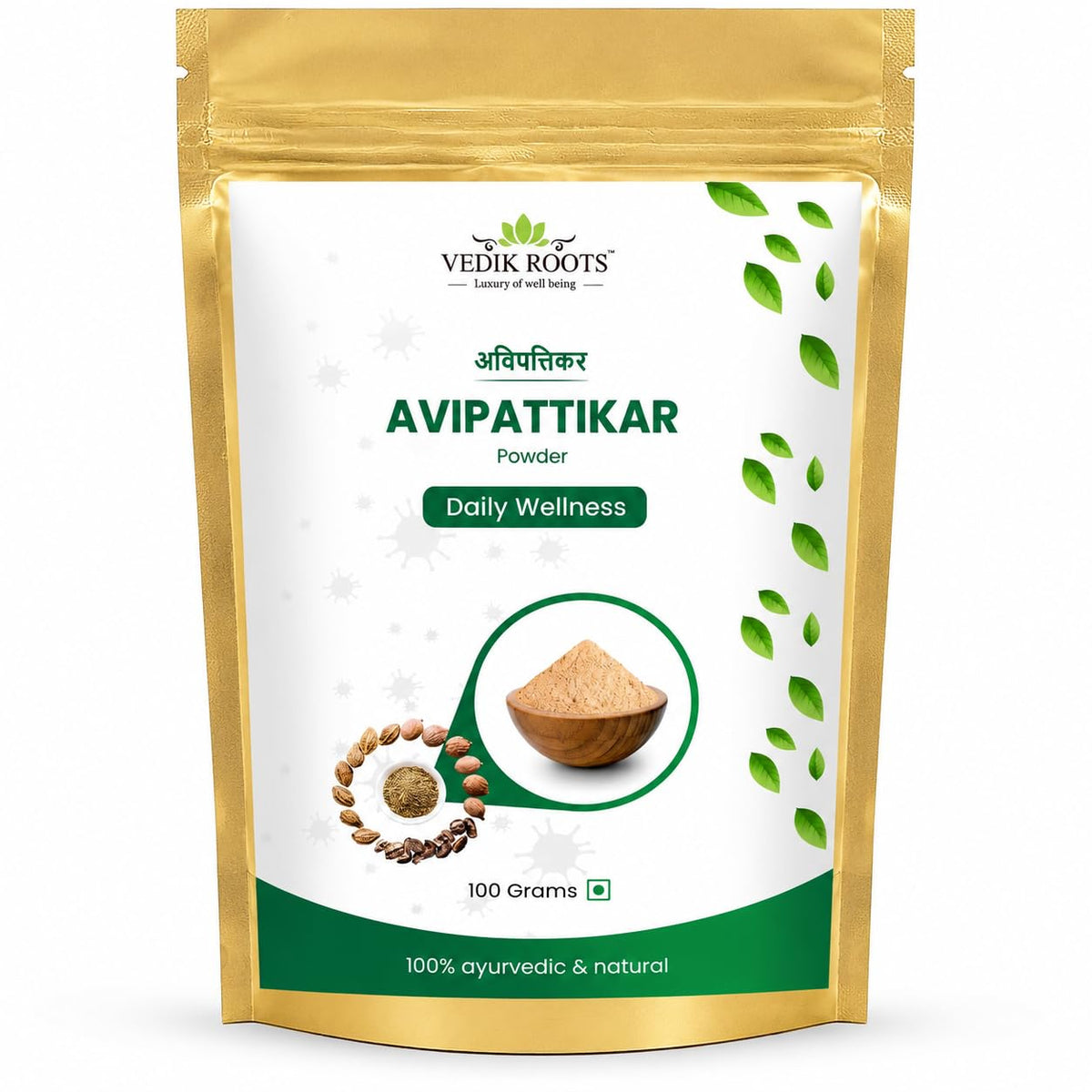 VEDIKROOTS Avipattikar Churna 100g front view packaging