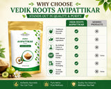 VEDIKROOTS Avipattikar Churna on a rustic table