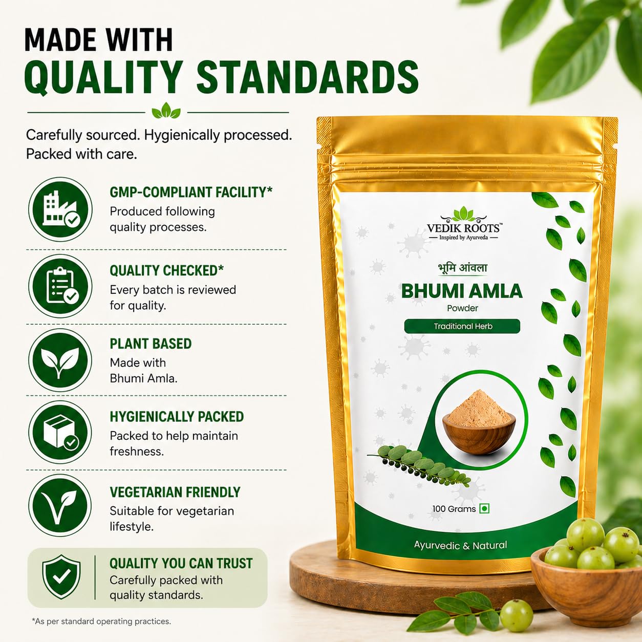 VEDIKROOTS Bhumi Amla Powder resealable pouch