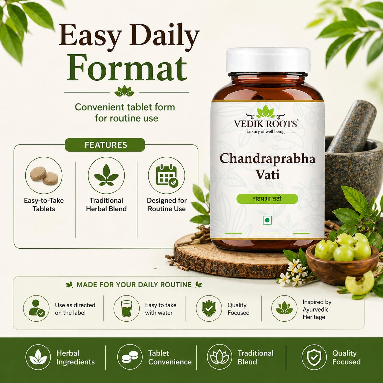 VEDIKROOTS Herbal Supplement 68g ingredients list