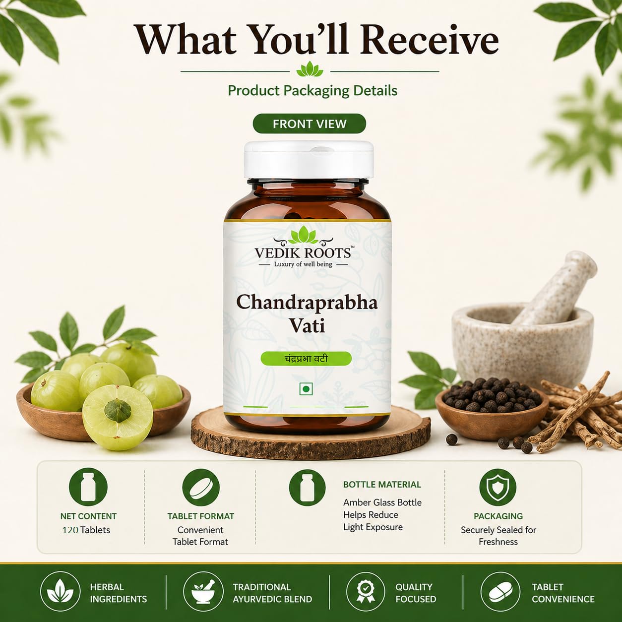 VEDIKROOTS Herbal Supplement 68g lifestyle shot