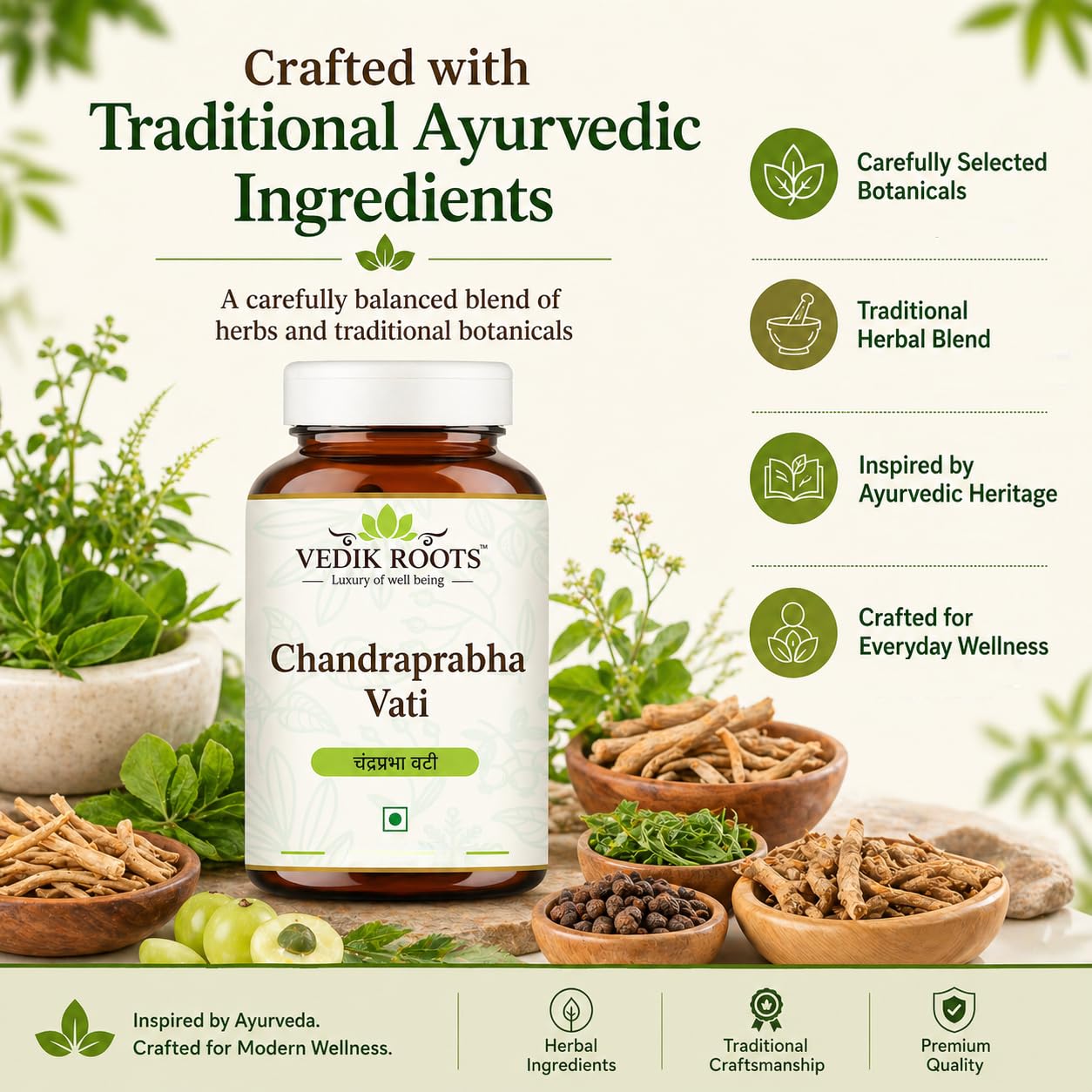 VEDIKROOTS Herbal Supplement 68g packaging