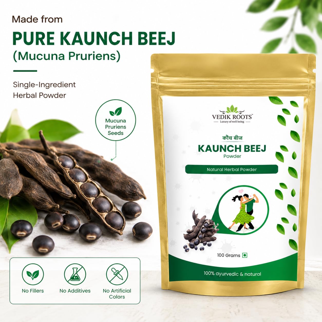 VEDIKROOTS Kaunch Beej mixed in a smoothie