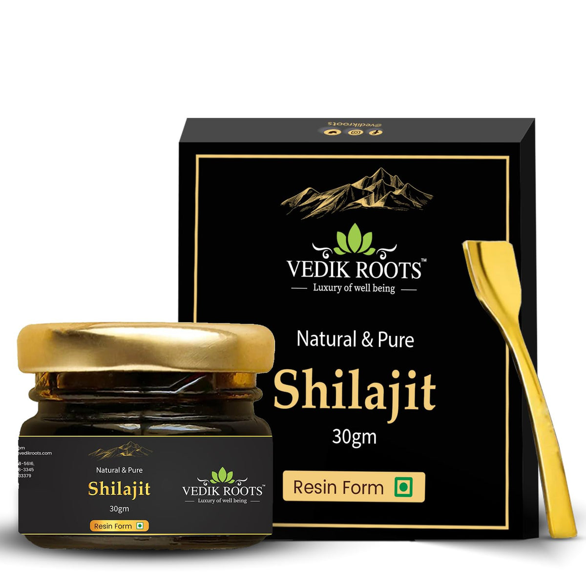 VEDIKROOTS Pure Himalayan Shilajit 30g front view packaging