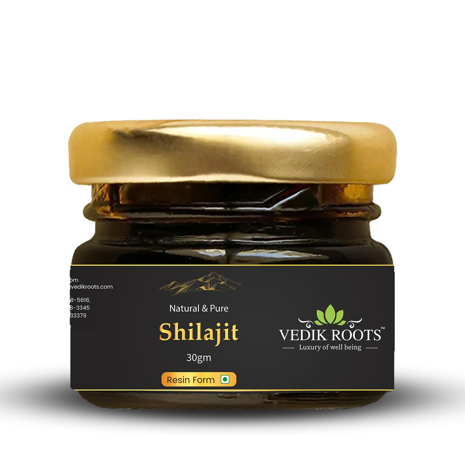 VEDIKROOTS Pure Himalayan Shilajit 30g Gold Grade resin close-up