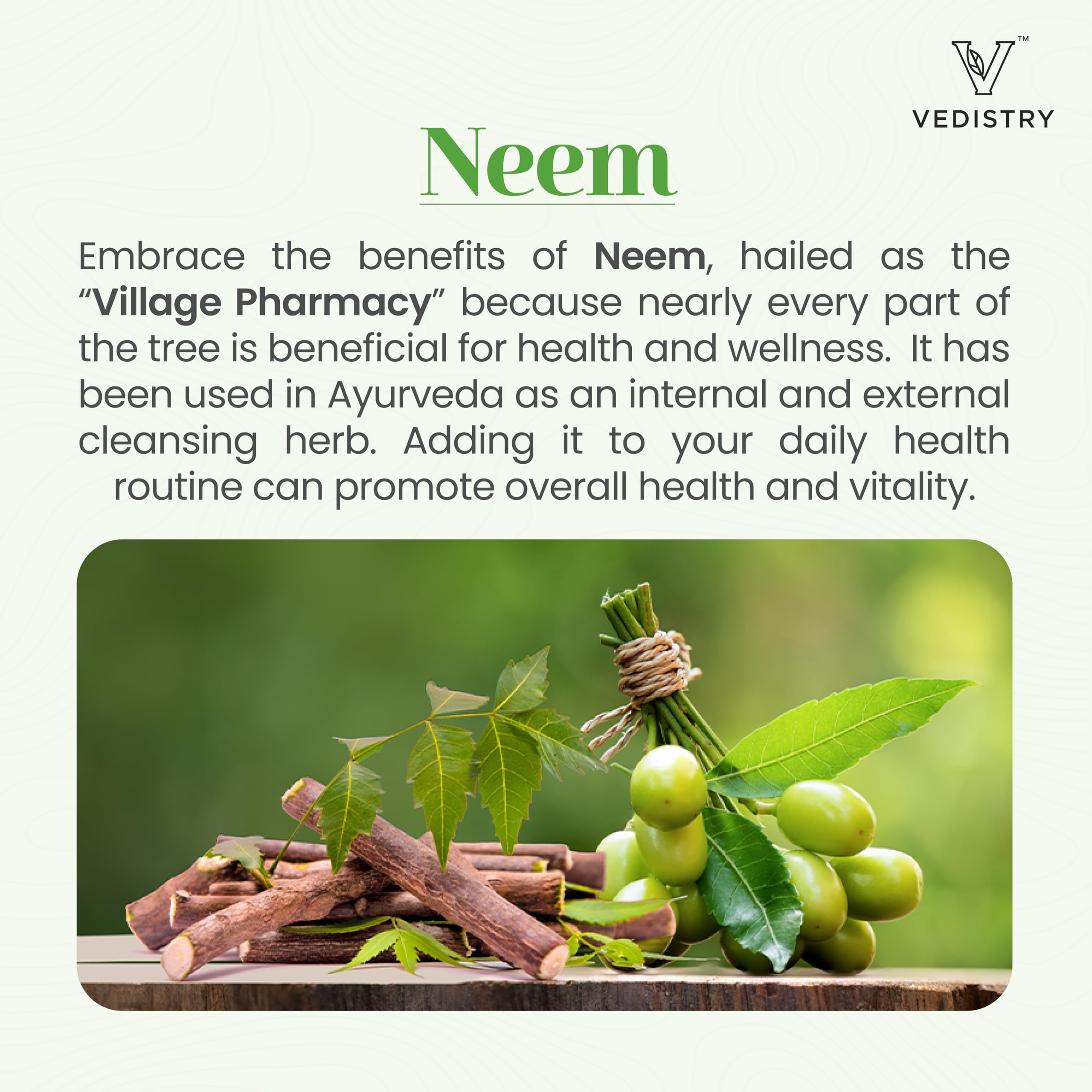 Vedistry Neem Tablets 100g side view