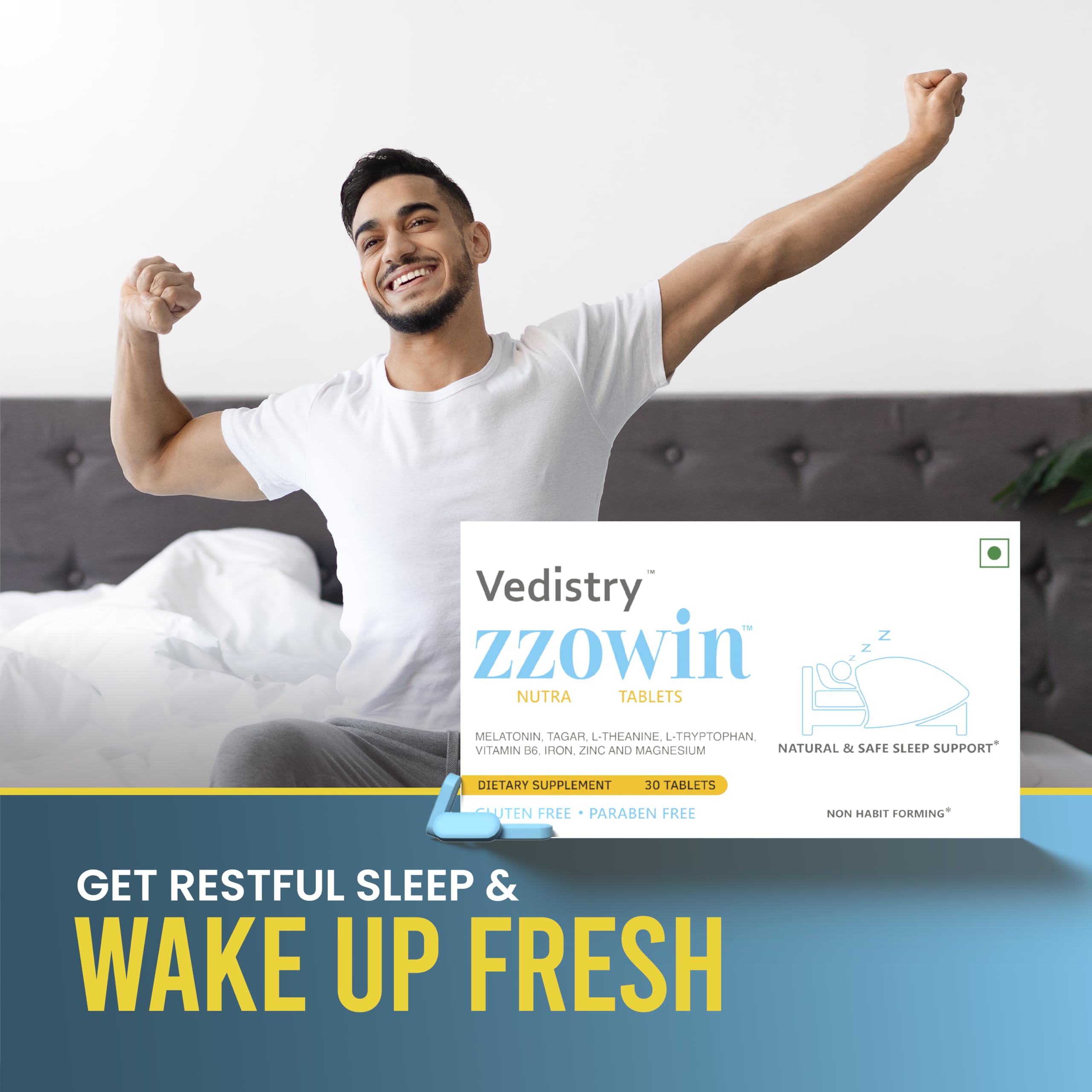 Vedistry Zzowin Supplement 5mg Melatonin side view