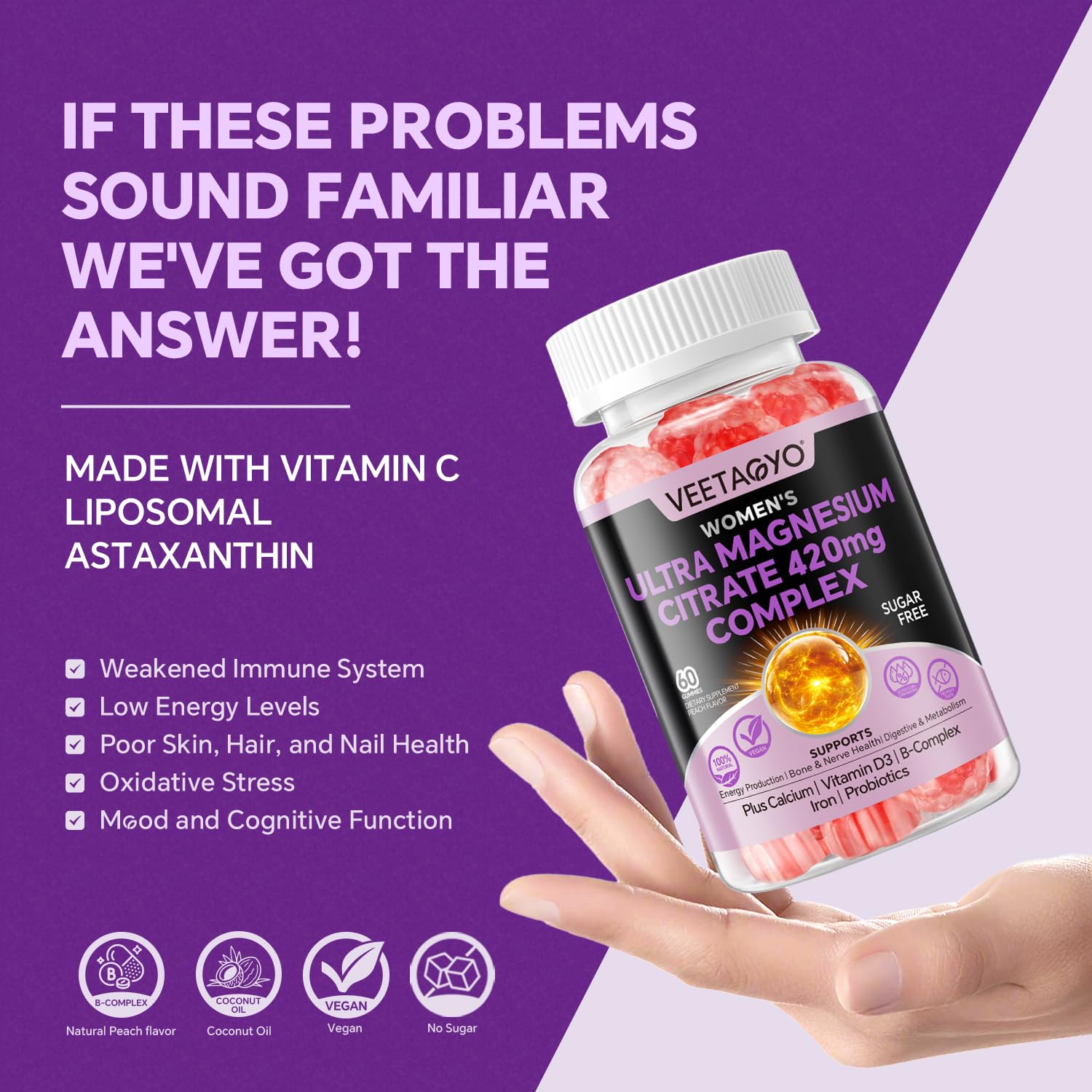 VEETAGYO Magnesium Citrate Gummies alongside other health supplements