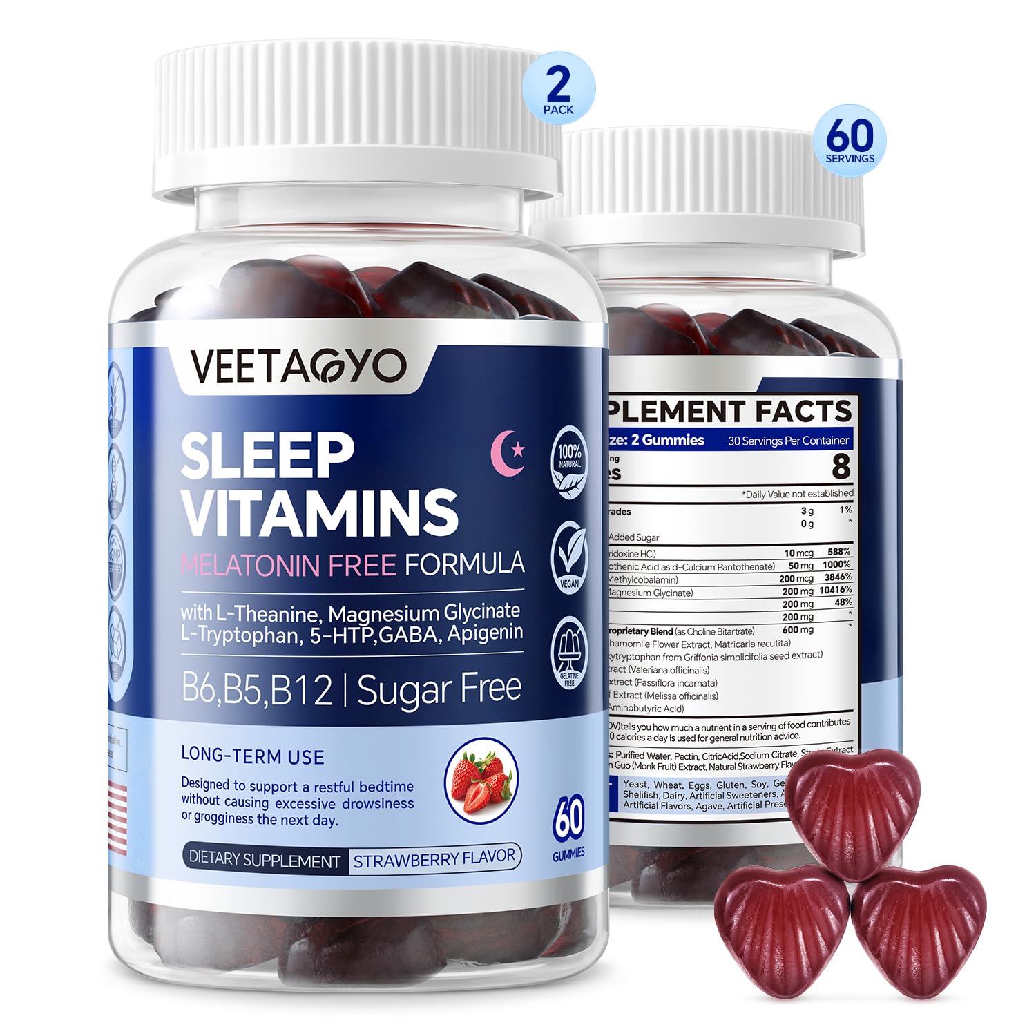 VEETAGYO Melatonin-Free Sleep Gummies front view