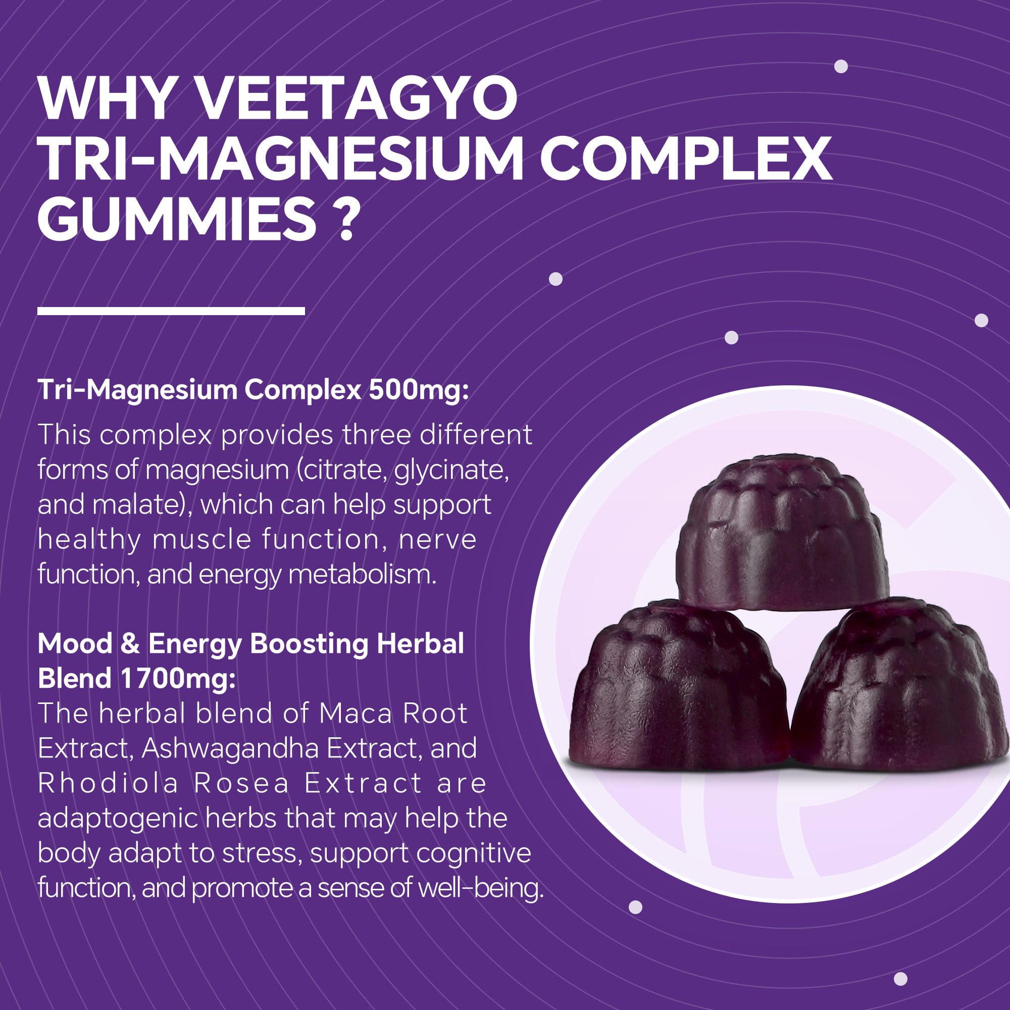 VEETAGYO Tri-Magnesium Complex 430g with vitamins and Maca Root