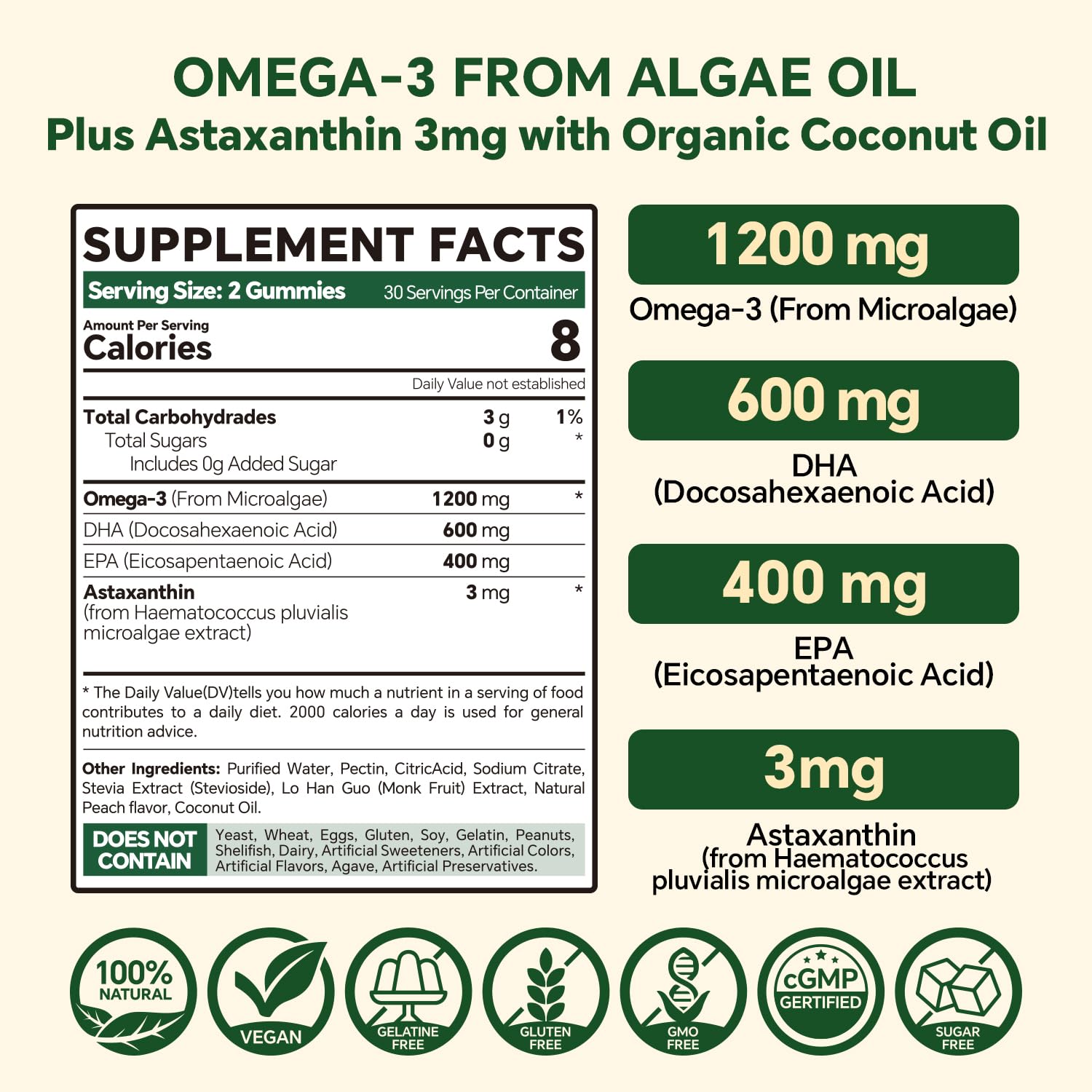 VEETAGYO Vegan Omega 3 Gummies 1200mg back view