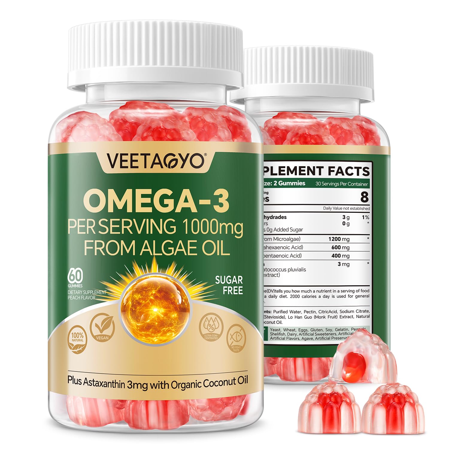 VEETAGYO Vegan Omega 3 Gummies 1200mg front view