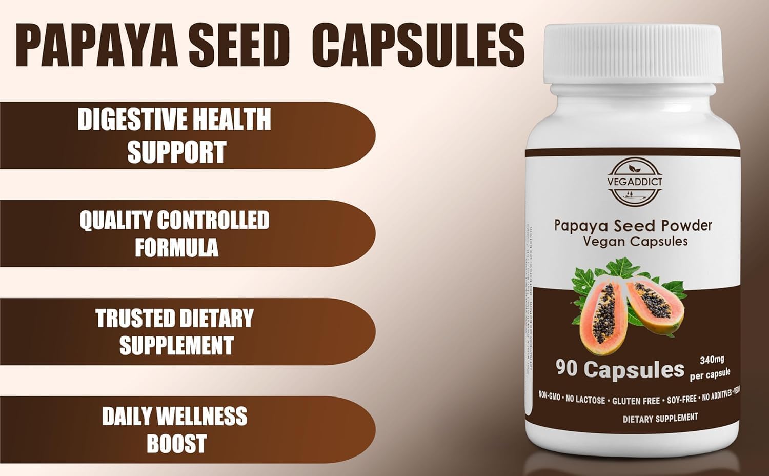 Vegaddict Multi-Enzymes 68g back view showing ingredients