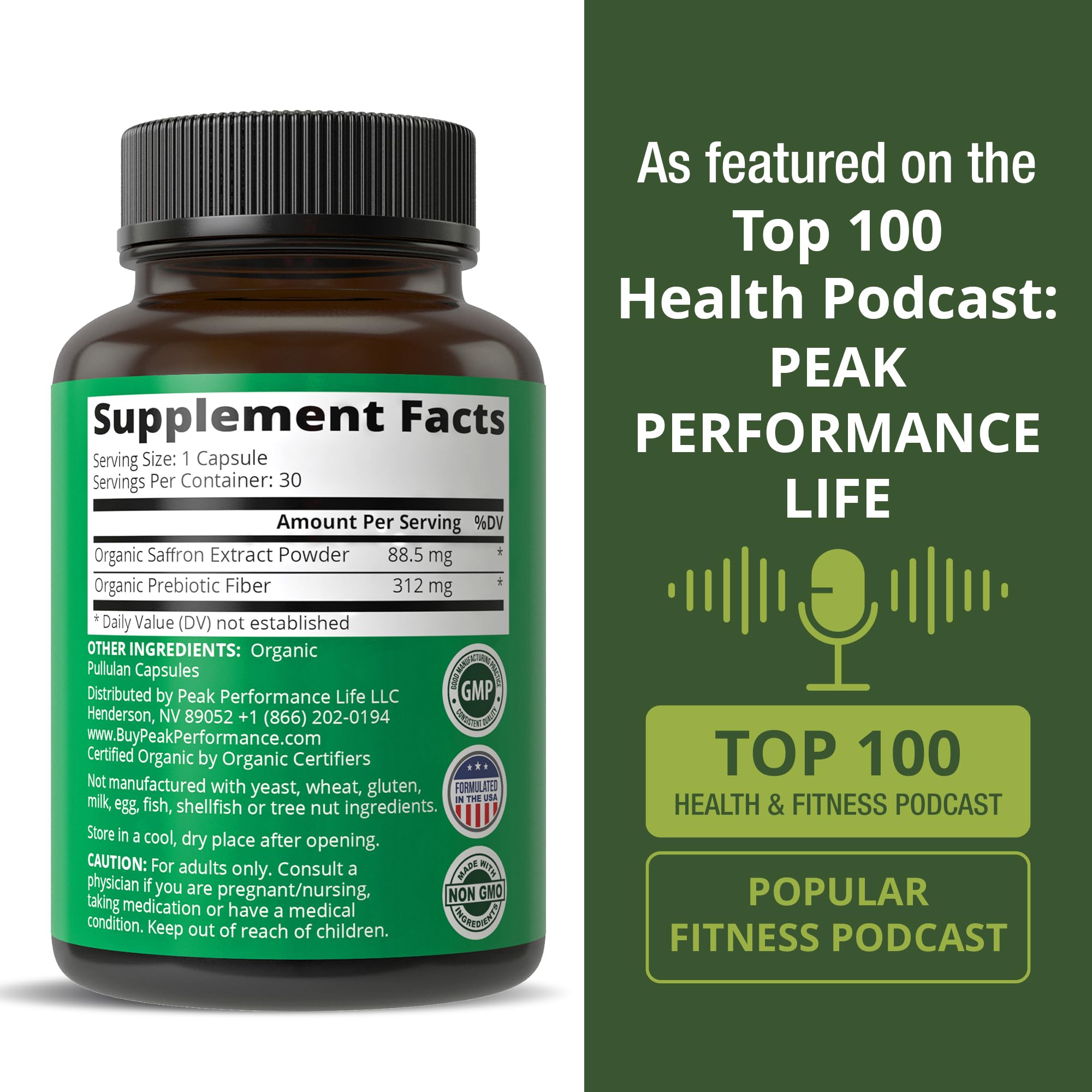 Vegan and Allergy Free label on Peak Performance Capsules