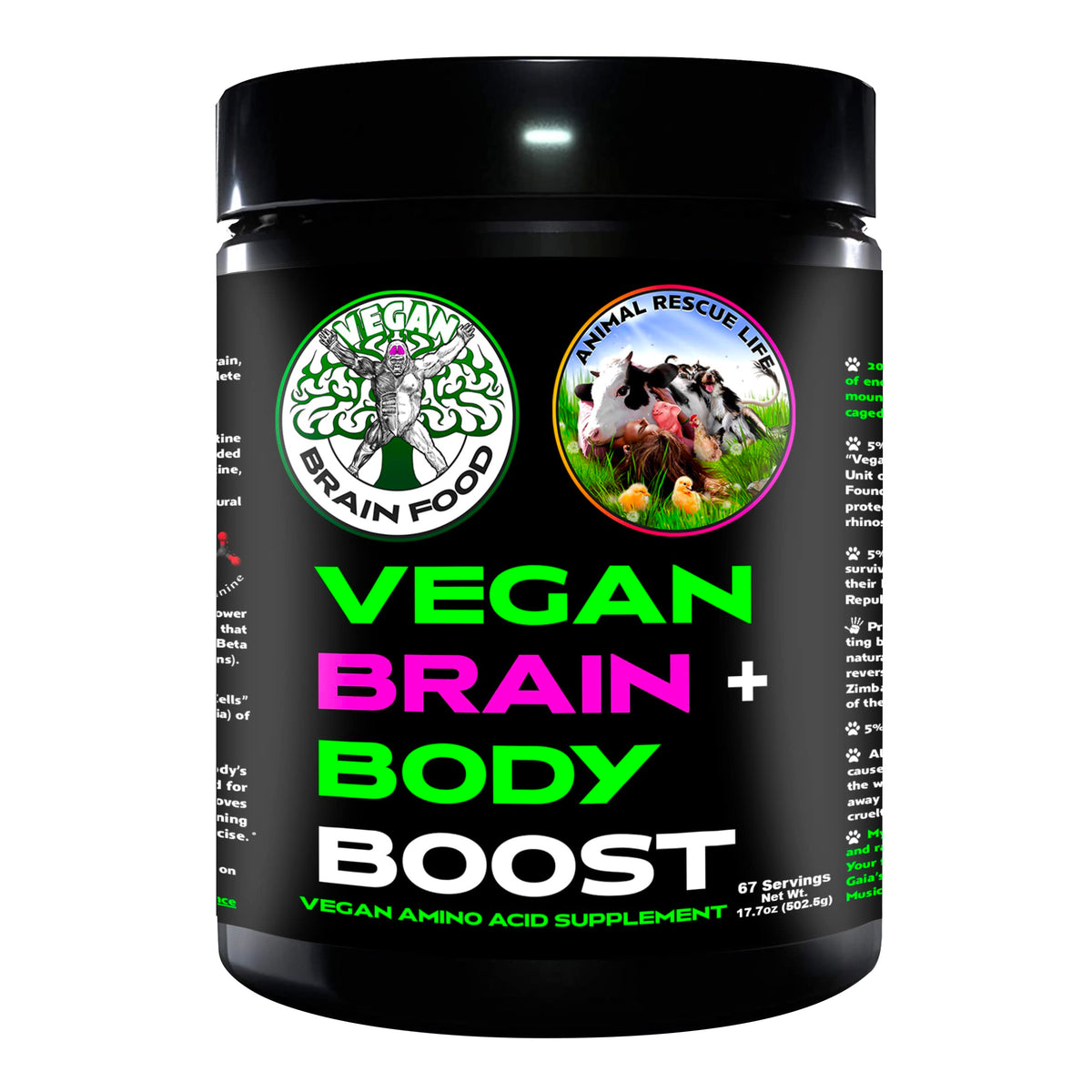 Vegan Brain Food blended vitamin and mineral supplement front view