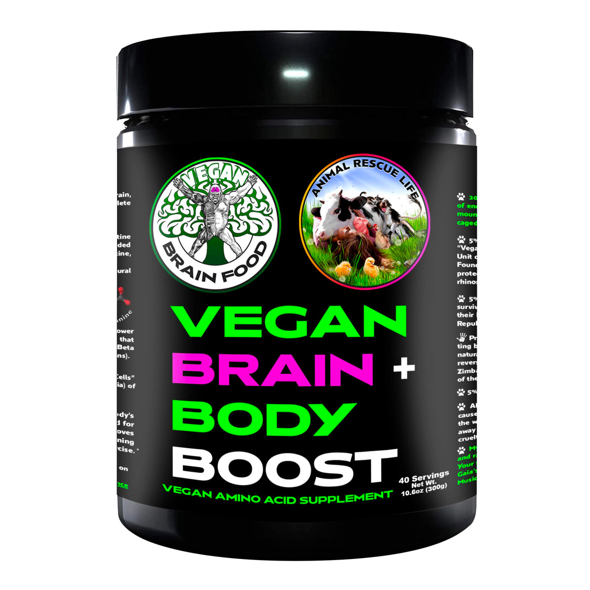 Vegan Brain Food Creatine Supplement 300g front view