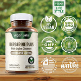 Vegan Labs Berberine with Organic Ceylon Cinnamon bottle with a measuring spoon