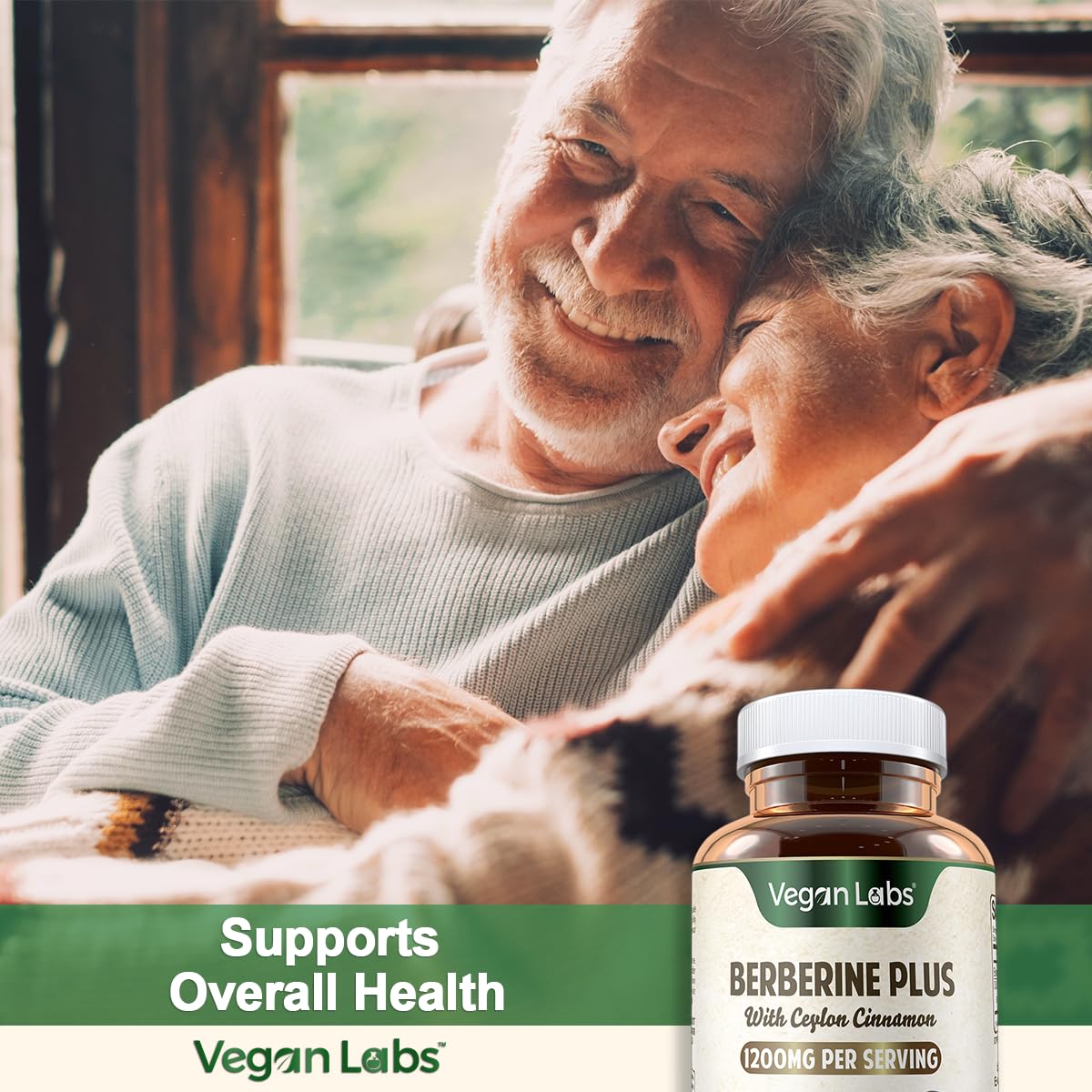 Vegan Labs Berberine with Organic Ceylon Cinnamon capsules in a hand