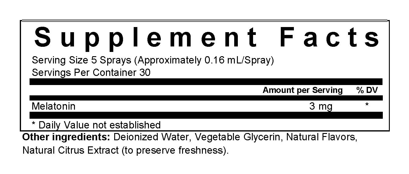 Vegan Life Nutrition Melatonin Spray 0.81 Fl Oz packaging side view