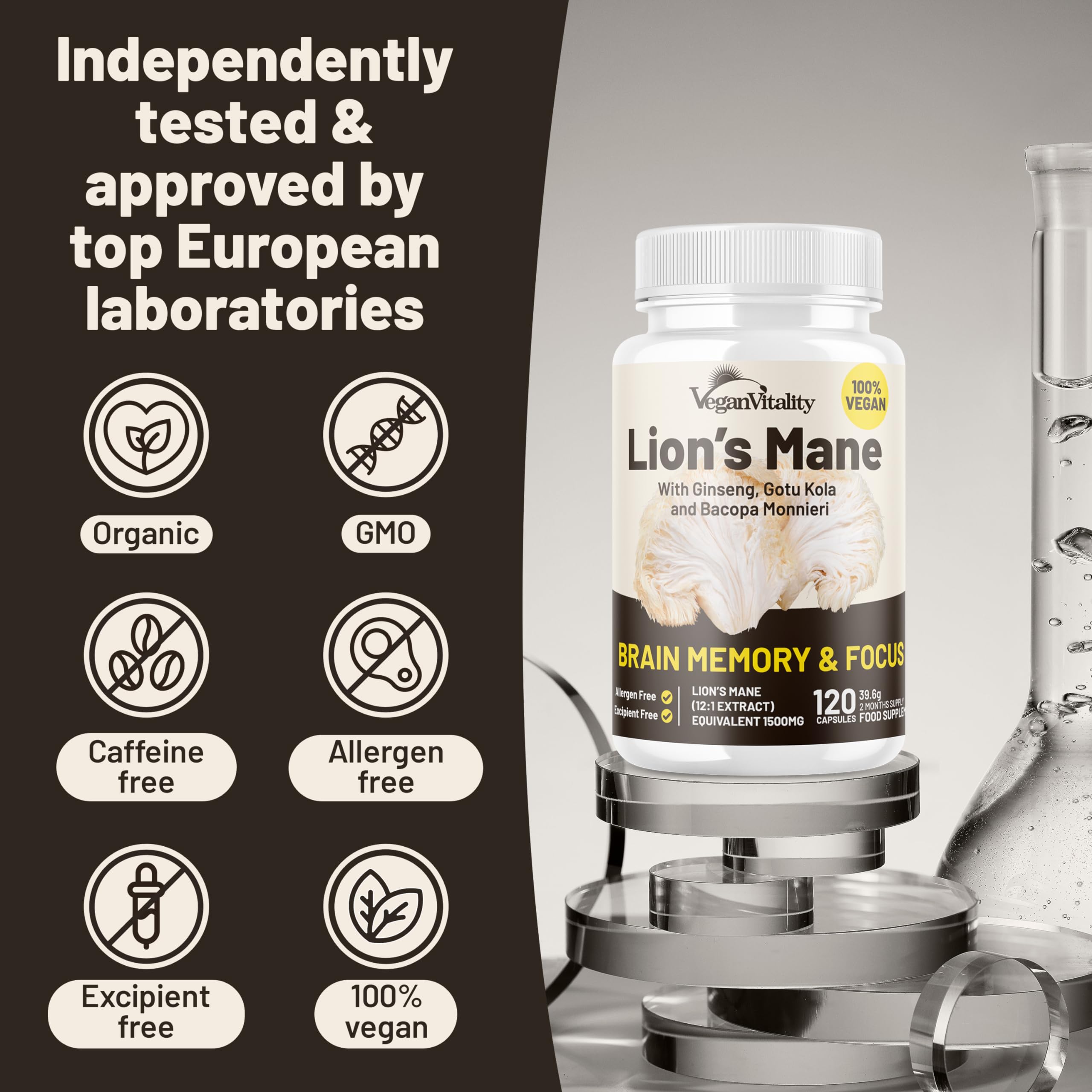 Vegan Vitality Lion’s Mane Mushroom Capsules close-up of capsules