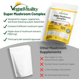 Vegan Vitality Lion's Mane Mushroom Capsules on a kitchen counter