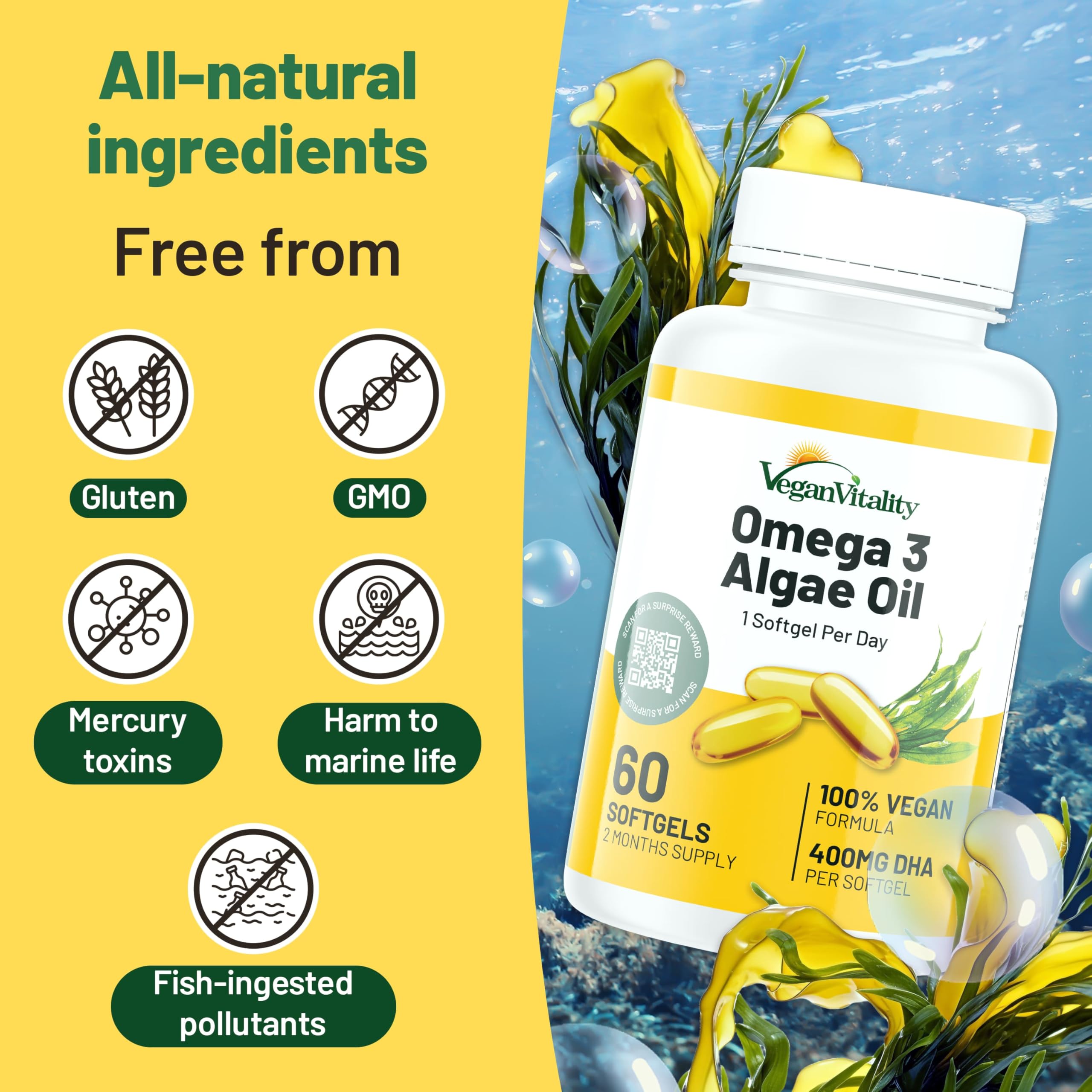 Vegan Vitality Omega-3 Algae Oil 100g packaging