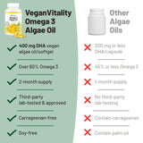 Vegan Vitality Omega-3 Algae Oil 100g with a plant background