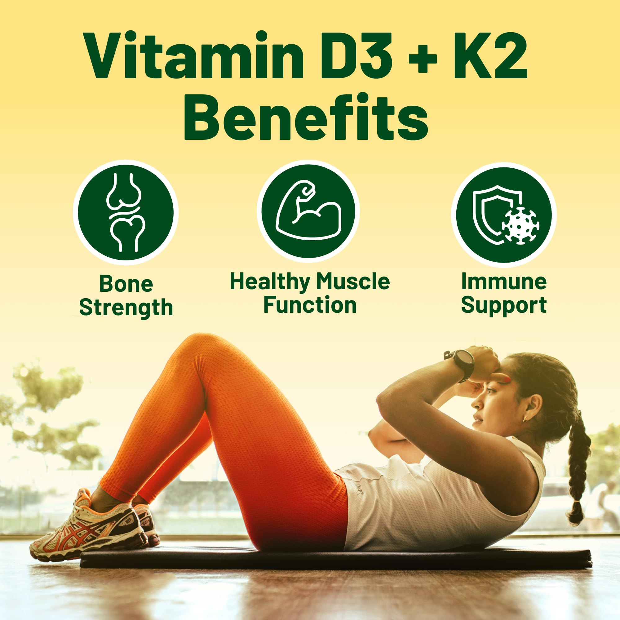 Vegan Vitality Vitamin D3 + K2 capsules side view showing label