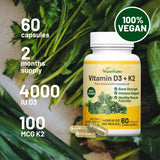 Vegan Vitality Vitamin D3 + K2 capsules with coconut oil