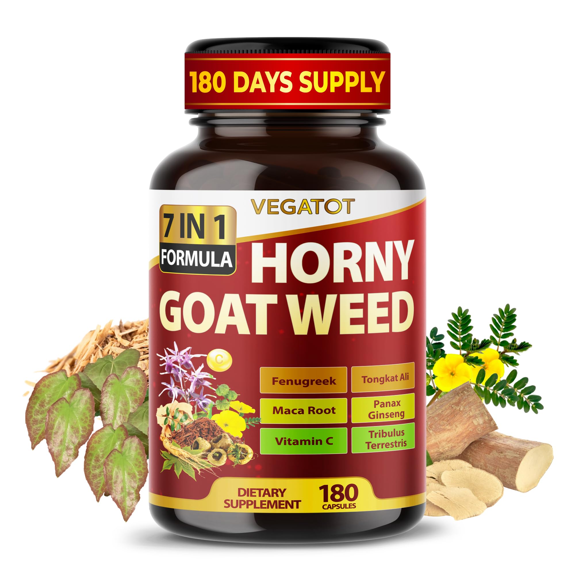 VEGATOT Horny Goat Weed supplement front view with packaging