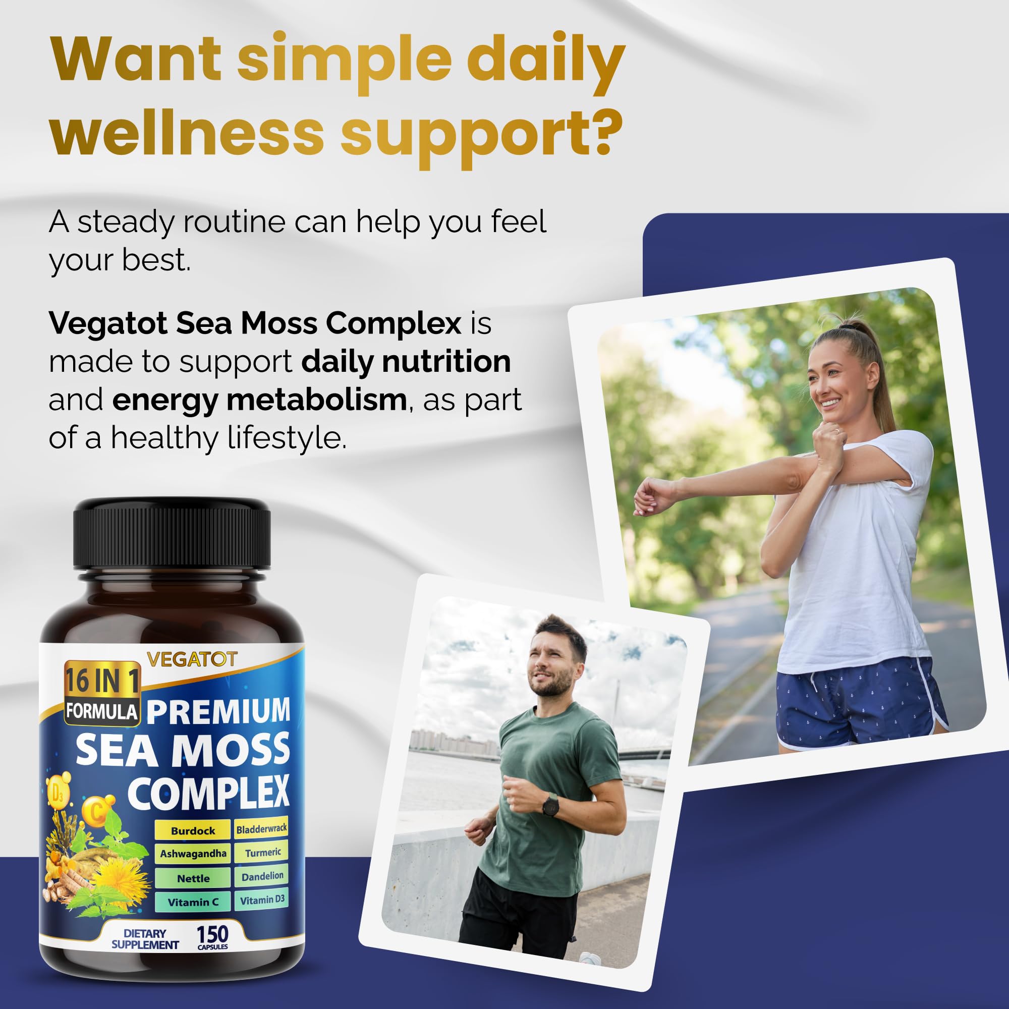 VEGATOT Sea Moss Supplement bottle side view