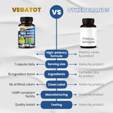VEGATOT Sea Moss Supplement bottle with a measuring spoon