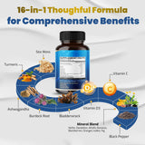 VEGATOT Sea Moss Supplement capsules on a wooden table
