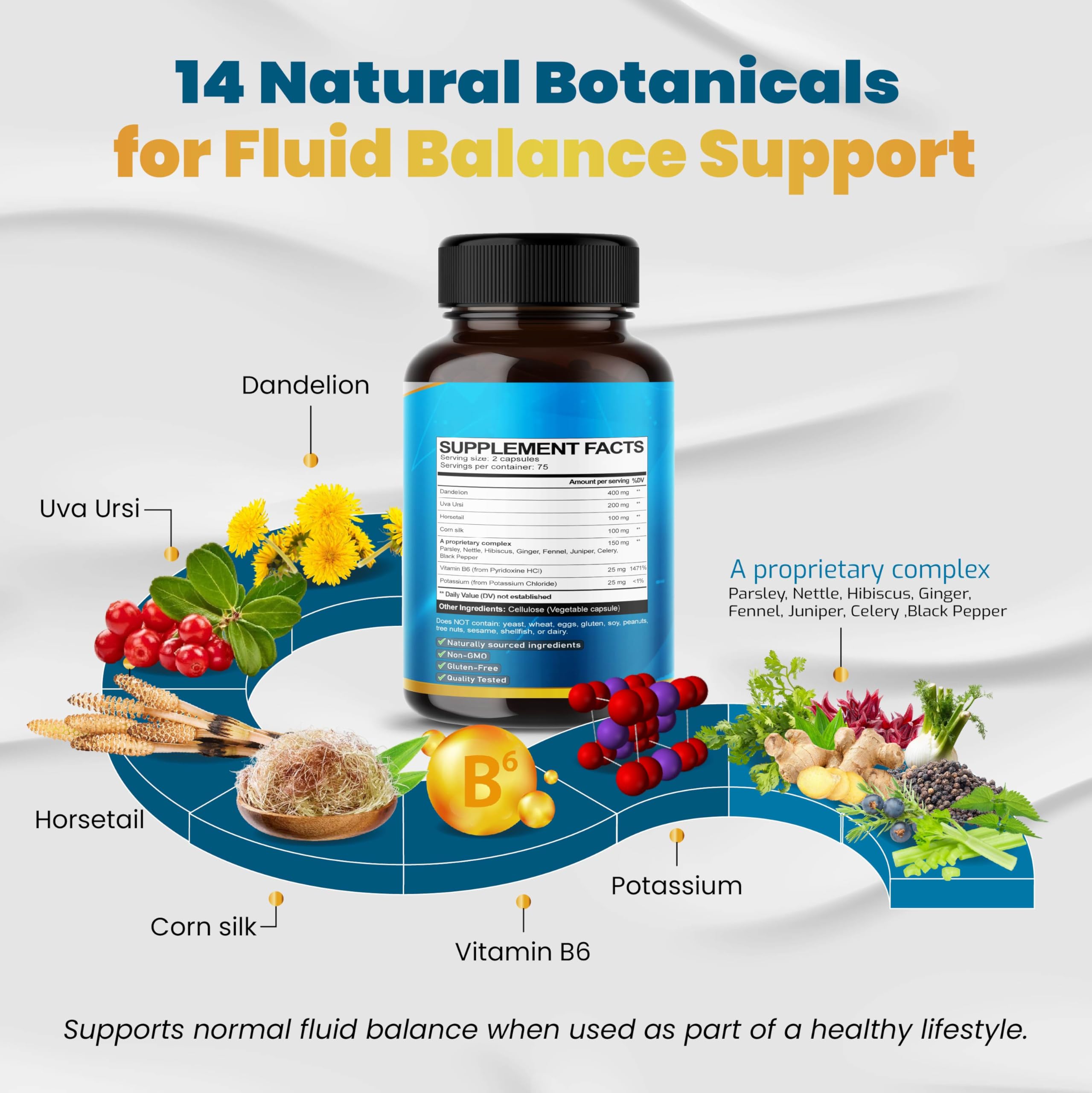 VEGATOT Water Out Herbal Supplement capsules close-up