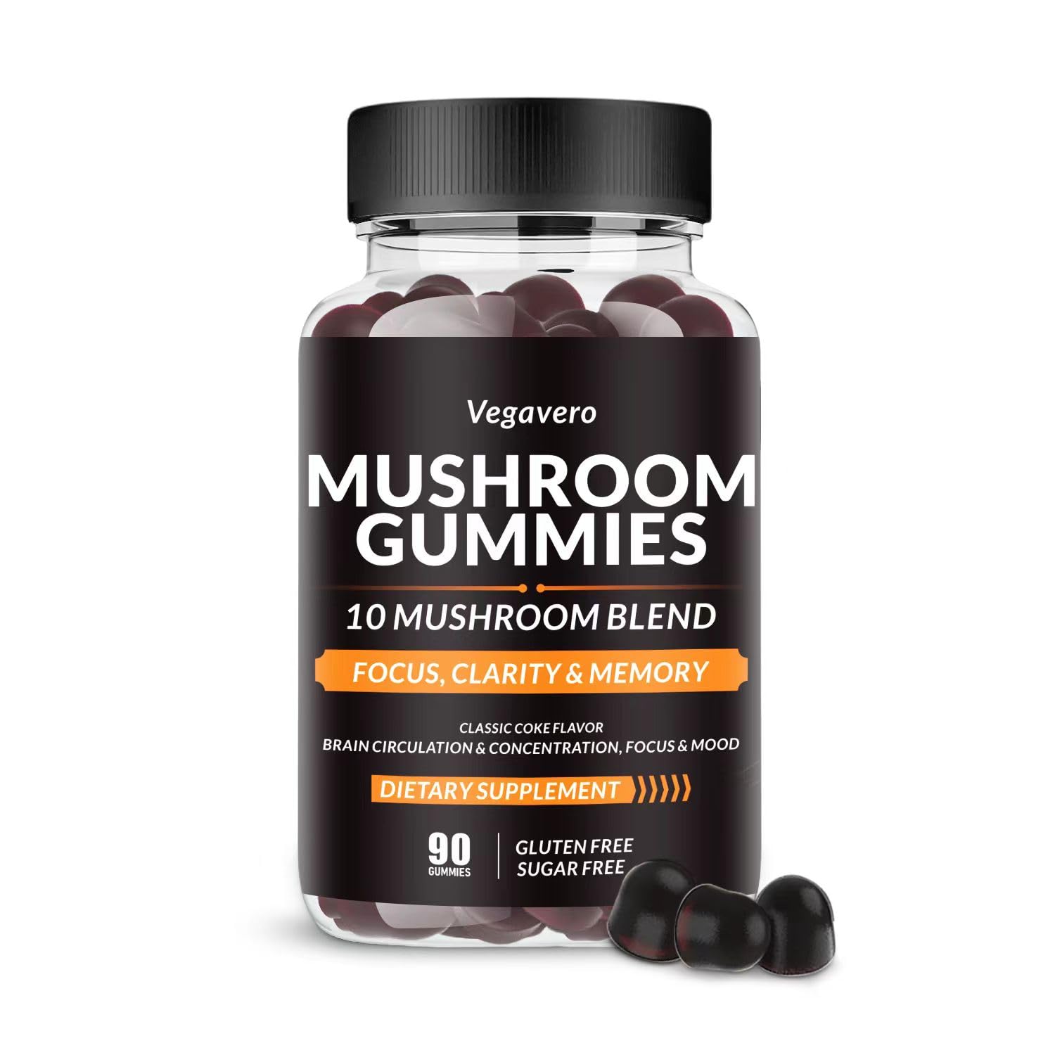 Vegavero Mushroom Complex Gummies front view with packaging