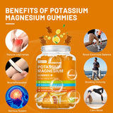 Vegavero Potassium Magnesium Gummies with fruits like bananas and oranges