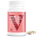 VEGEPOWER Iron Bisglycinate Supplement 30mg front view