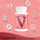 VEGEPOWER Iron Bisglycinate Supplement on a wooden table