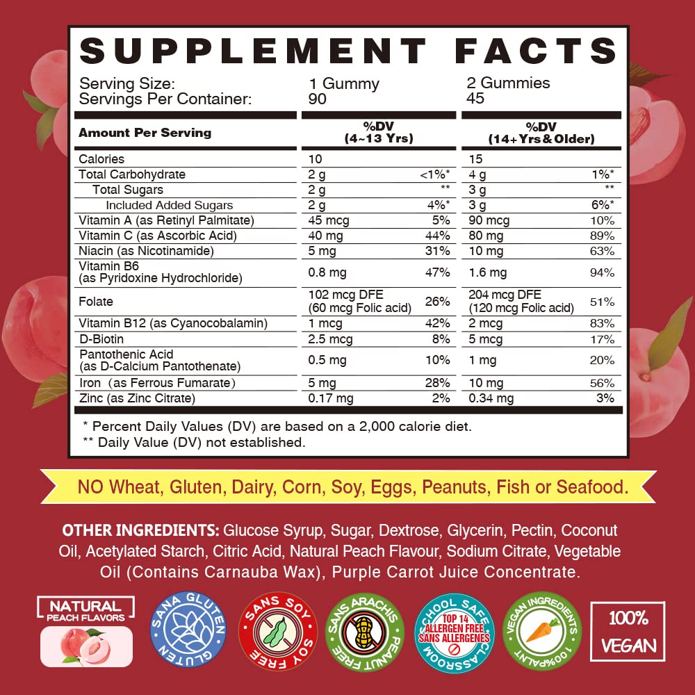 VEGEPOWER Iron Gummies 800g nutritional information