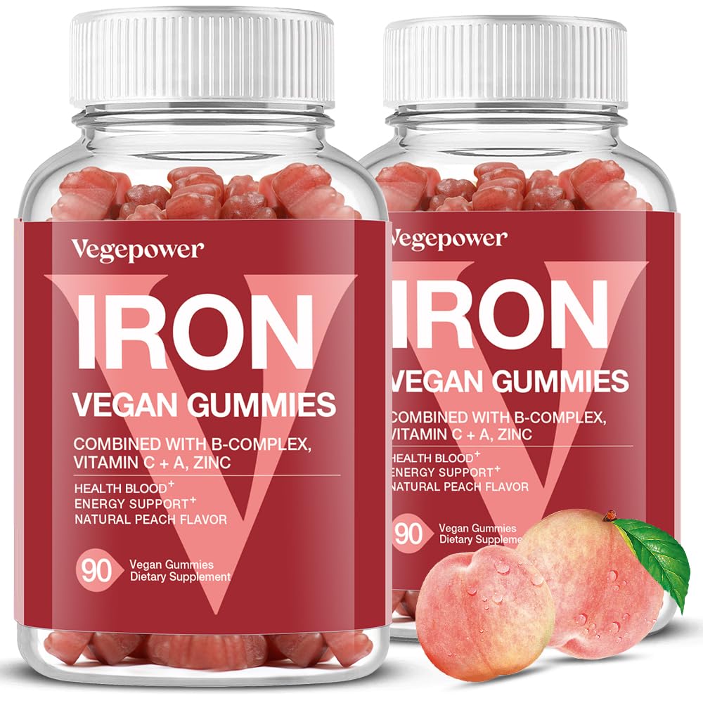 VEGEPOWER Iron Gummies peach flavour front view