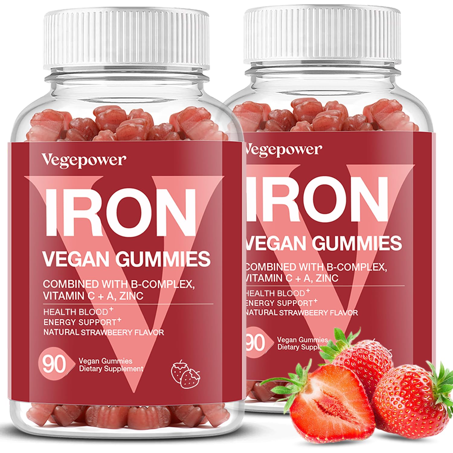 VEGEPOWER Iron Gummies Strawberry flavour front view