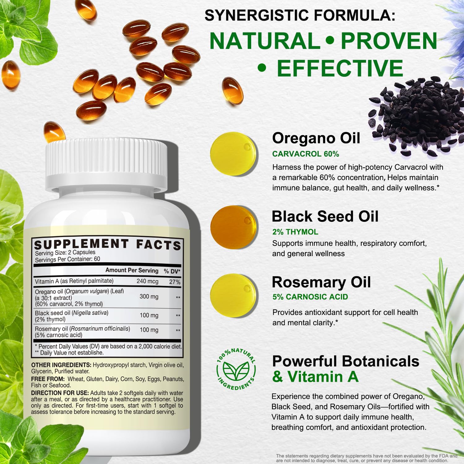 VEGEPOWER Oil of Oregano 90 vegan softgels side view