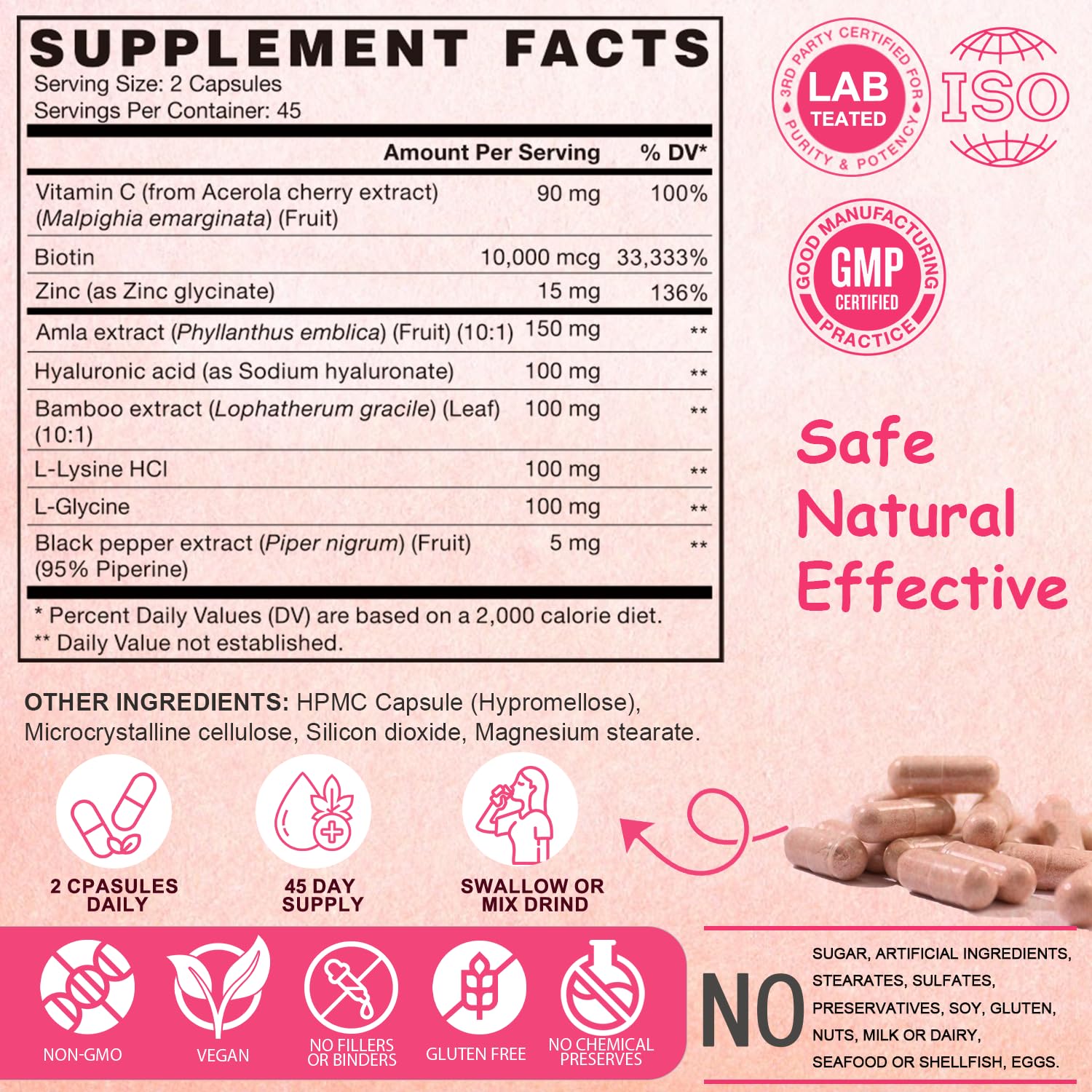 VEGEPOWER Vegan Collagen support showing capsule size