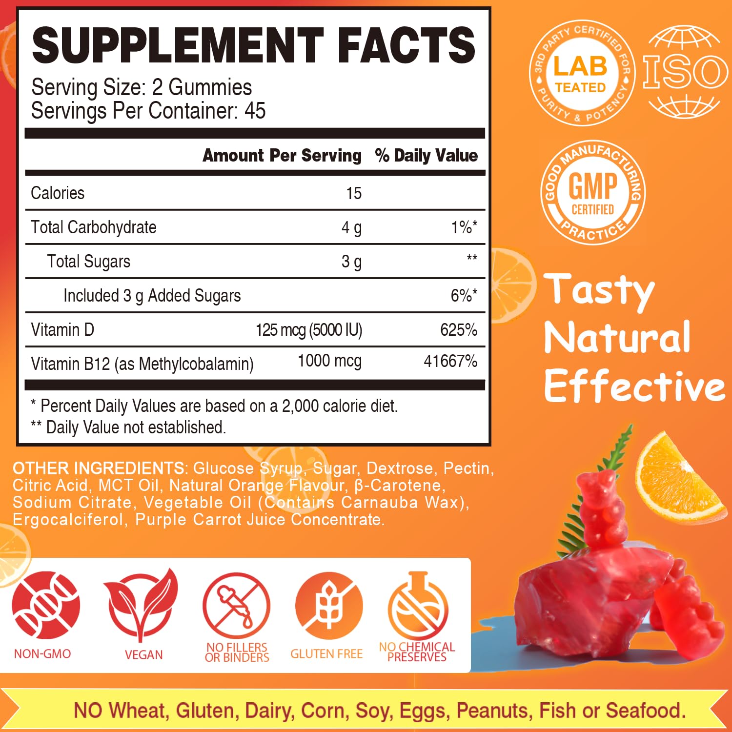VEGEPOWER Vegan Gummies displayed with fresh oranges