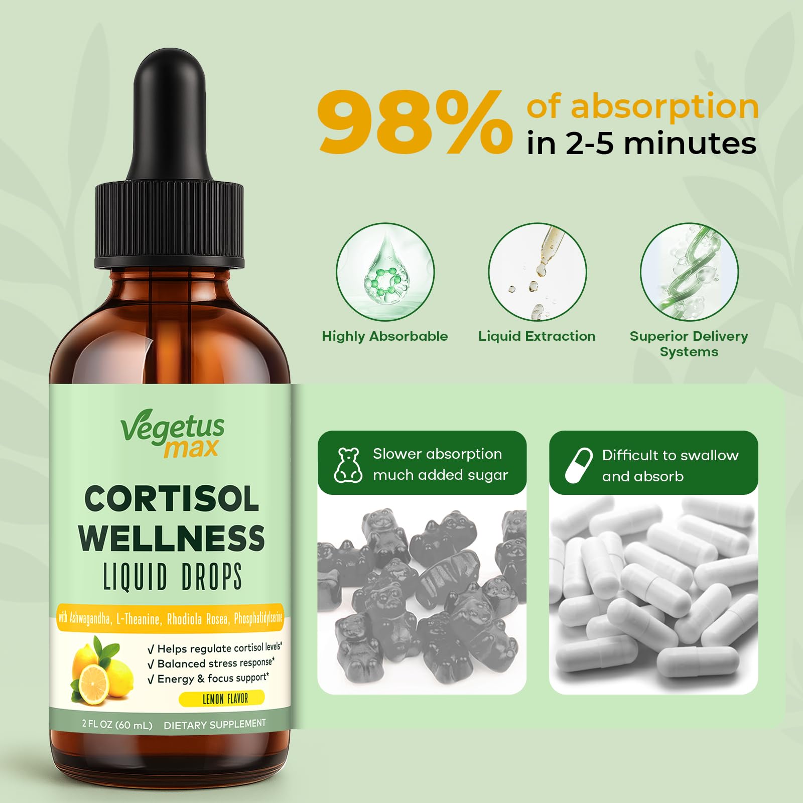 VEGETUSMAX Cortisol Support Liquid Drops lifestyle scene