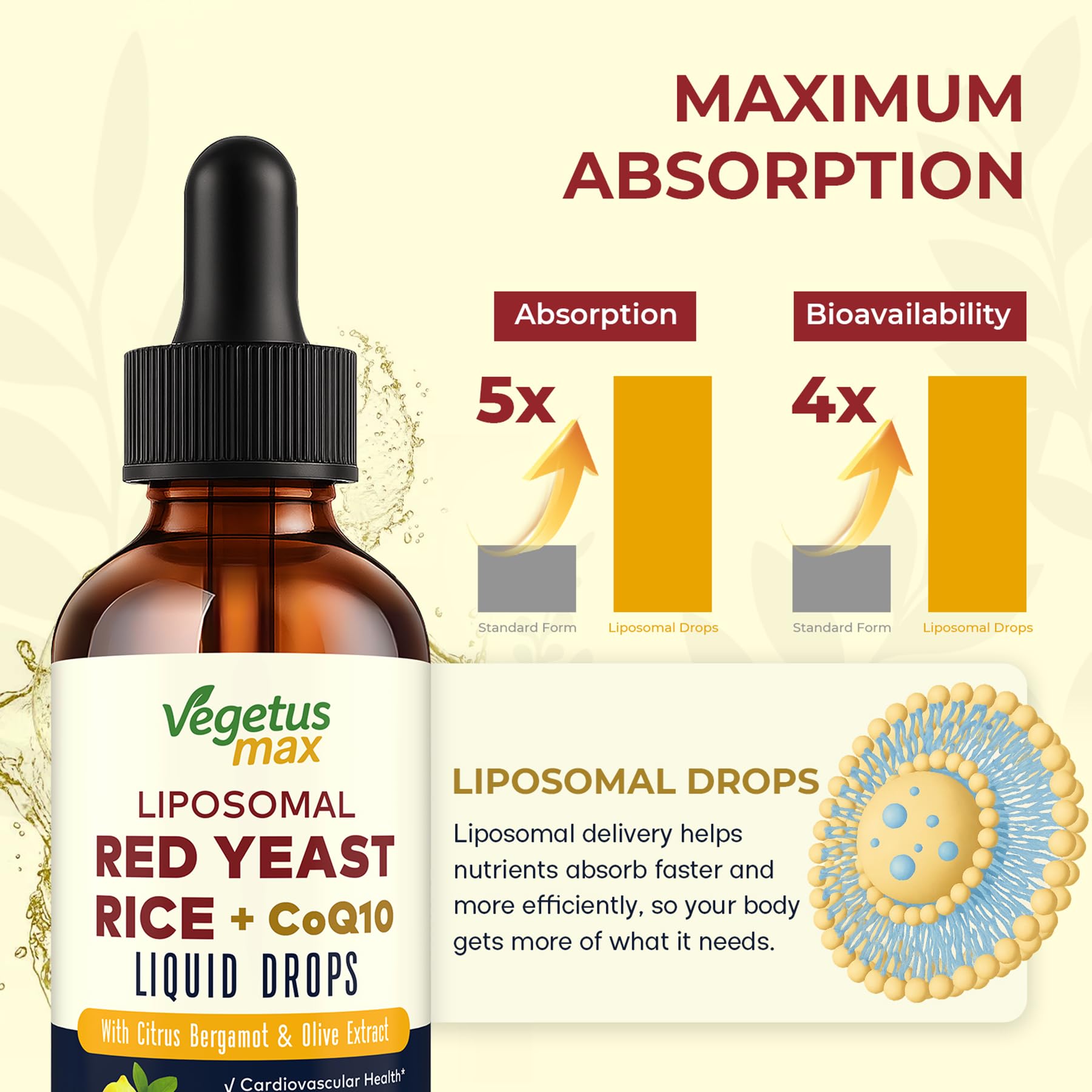 VEGETUSMAX Red Yeast Rice CoQ10 Liquid Drops back view